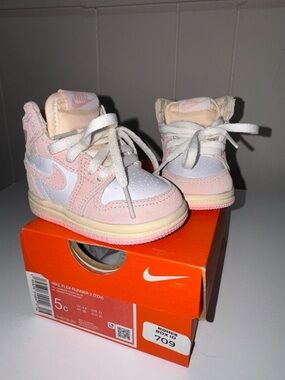 Nike Kids Pink and White High-Top Sneakers